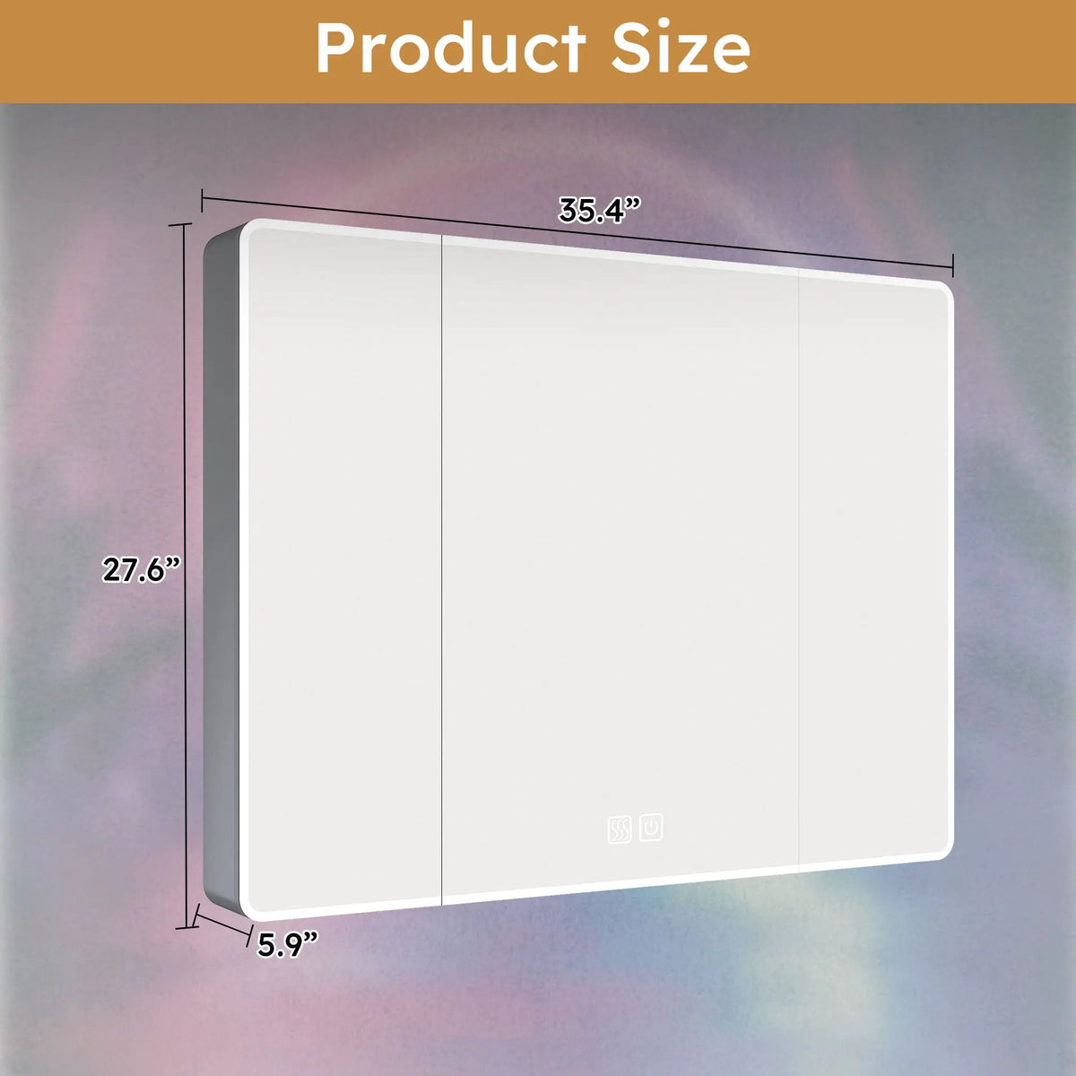 Aluminum Medicine Cabinet Mirror | LED Light | Defogging Function | 35 Inch Width