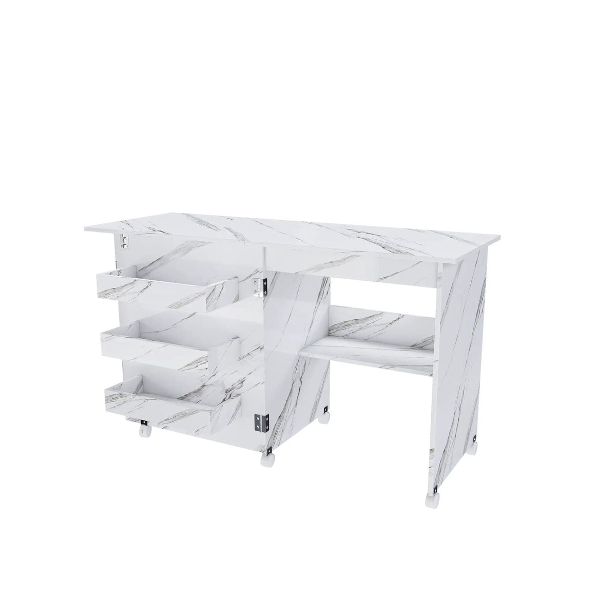 4 In 1 Folding Sewing Table With Lockable Wheels, Multi Functional Craft Station - | 45.67 x 15.75 x 30.71 in | Steel & Mdf | White