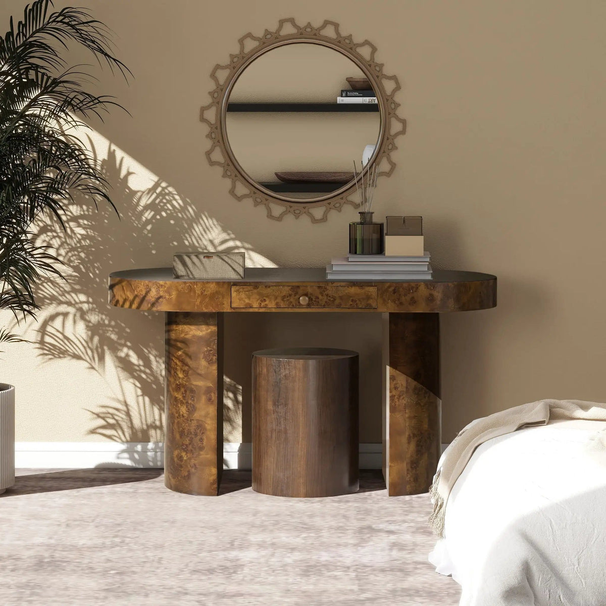 Jesse Single Drawer Oval Computer Desk | 2 Pieces | Plywood & Veneer | Home Office