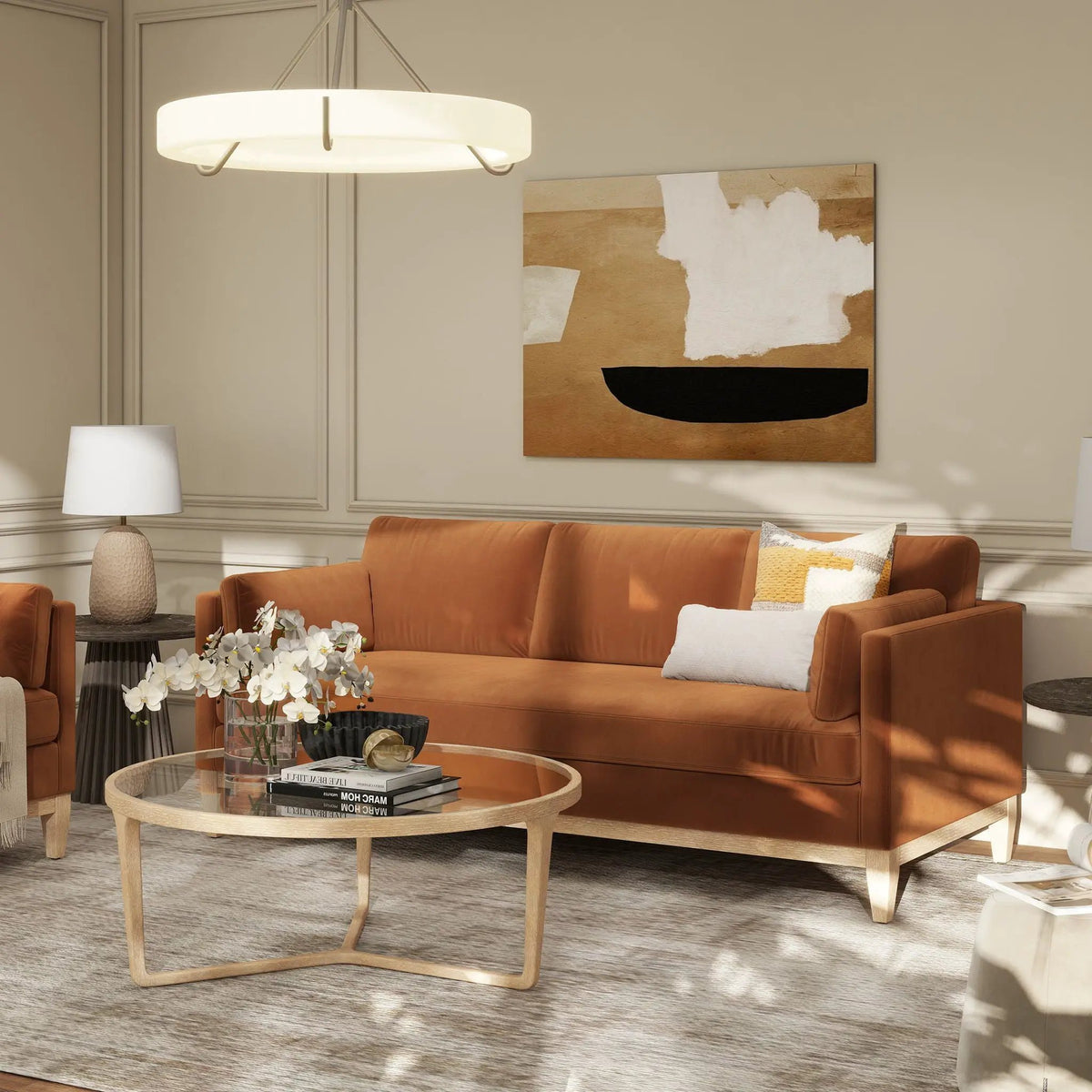 Knox Modern Farmhouse Sofa | Feather-Down Wrapped Cushions | Reversible Cushions | 84 Inch Length
