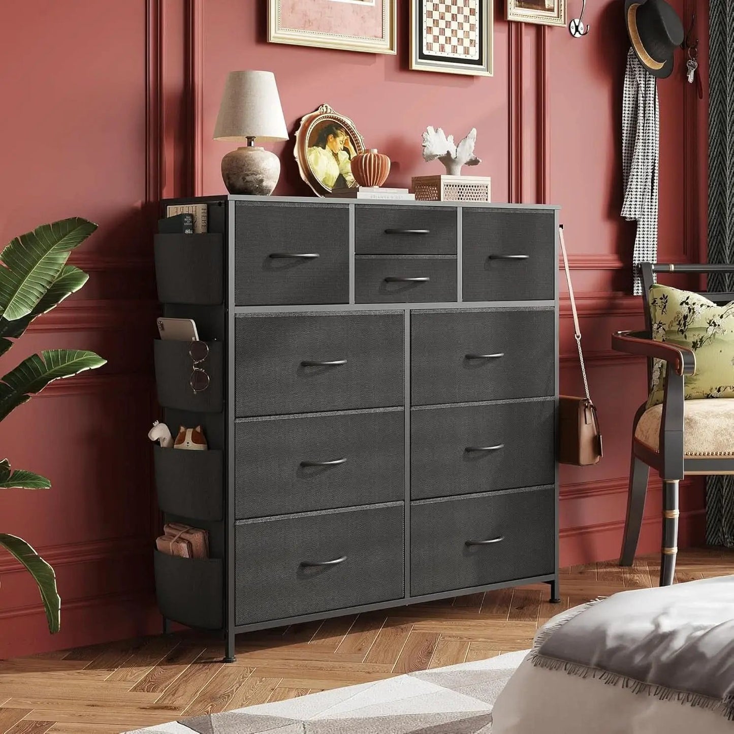 10 Drawer Dresser With Black Finish For Bedroom Storage from PriceLows™