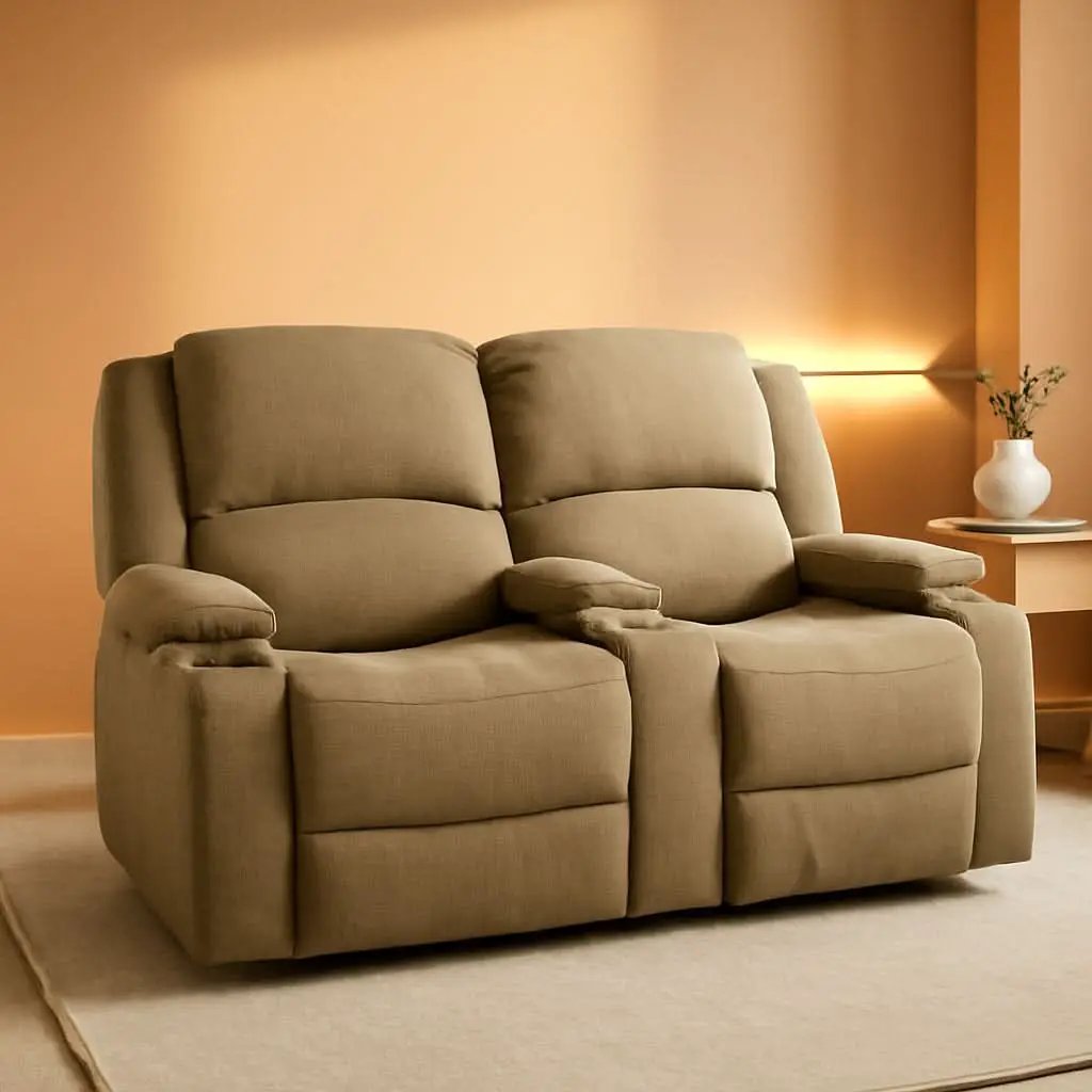 Powered Double RV Wall Hugger Recliner Sofa 67 Inch Oatmeal from PriceLows™
