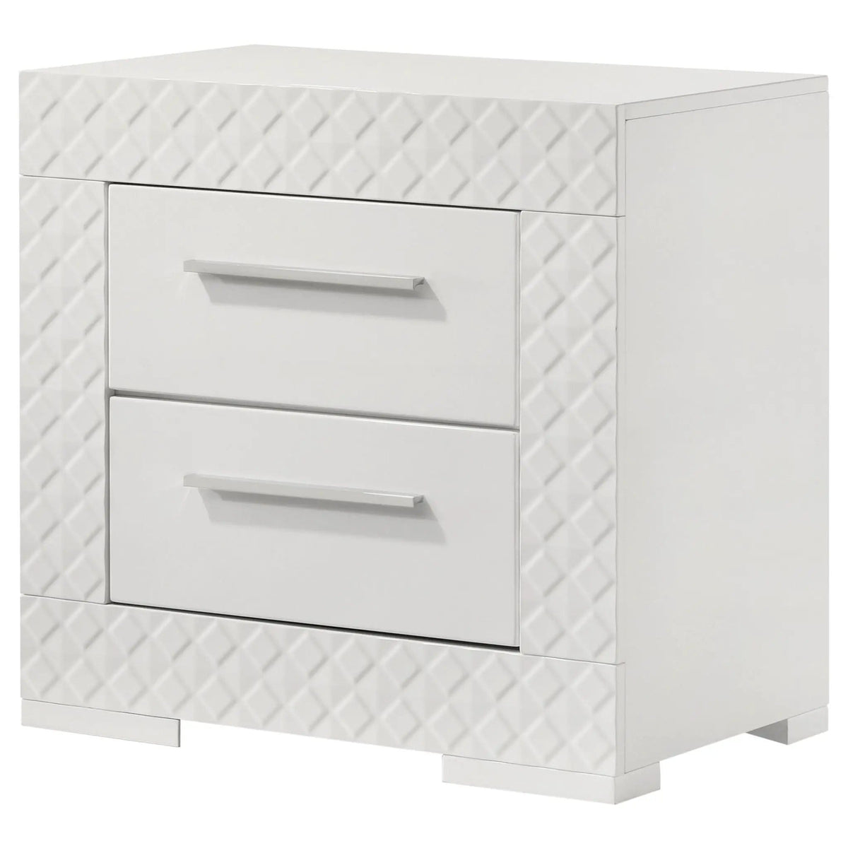 Ives 2-drawer Nightstand Bedside Table White High Gloss | 25.5 x 15.5 x 24.5 in | 2-Drawer | Bedroom