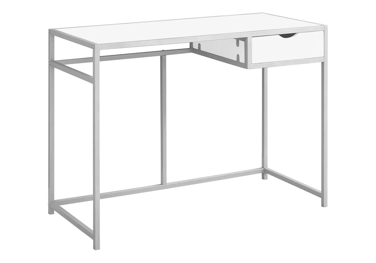 Laptop Computer Desk | 1 Storage Drawer | Slender Metal Frame | Space-Saving Contemporary Design