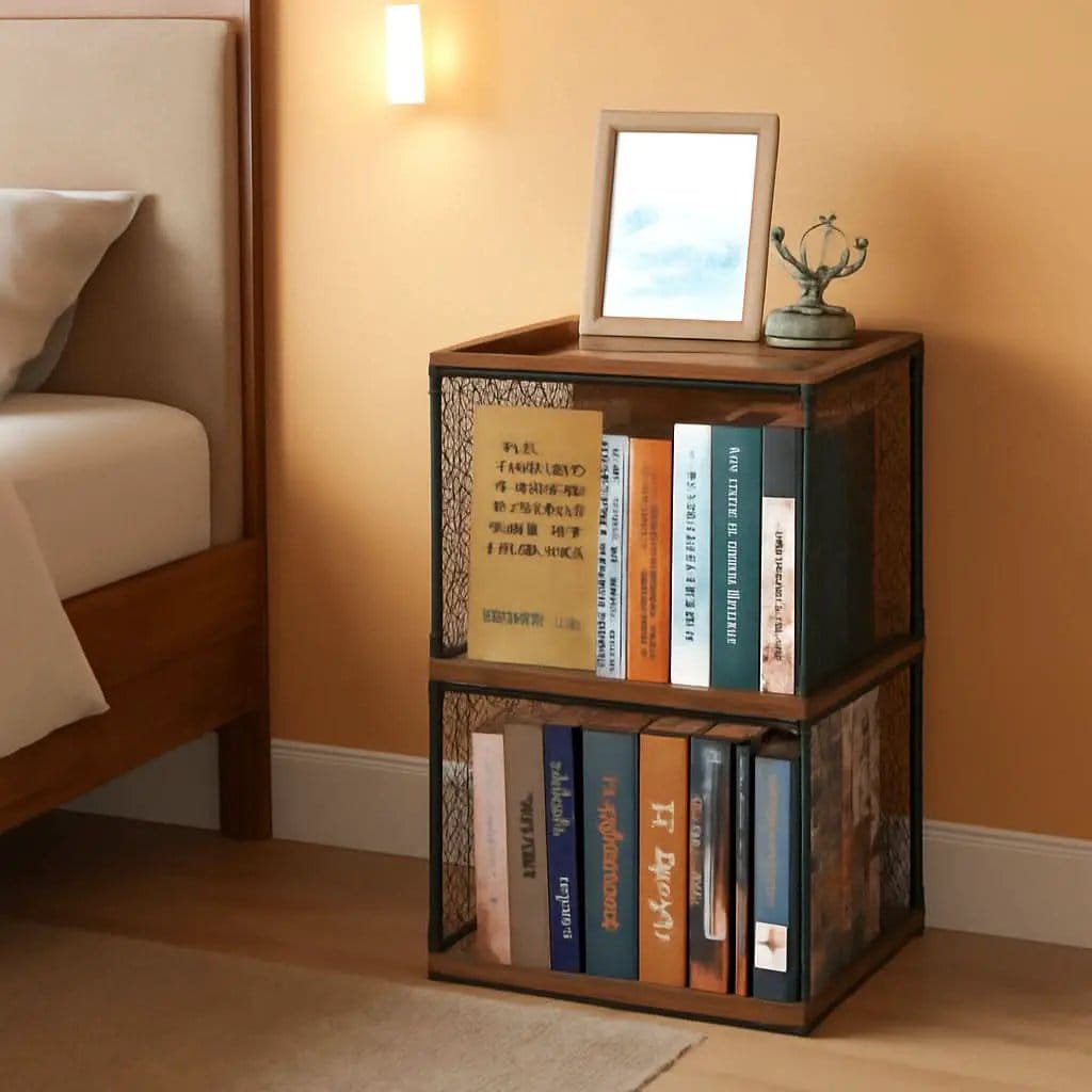 2 Cube Stackable Book Shelves Organizer Black Brown Wood For Kids Rooms And Living Spaces from PriceLows™