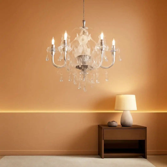 2 Pack 5 Light Crystal Pendant Lights Plug In With Clear Cord And On Off Switch Chandelier from PriceLows™