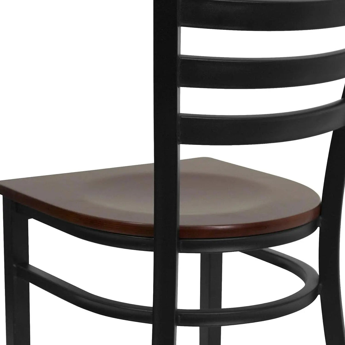 2 Pack Hercules Series Black Ladder Back Metal Dining Chair With Mahogany Seat For Restaurants from PriceLows™