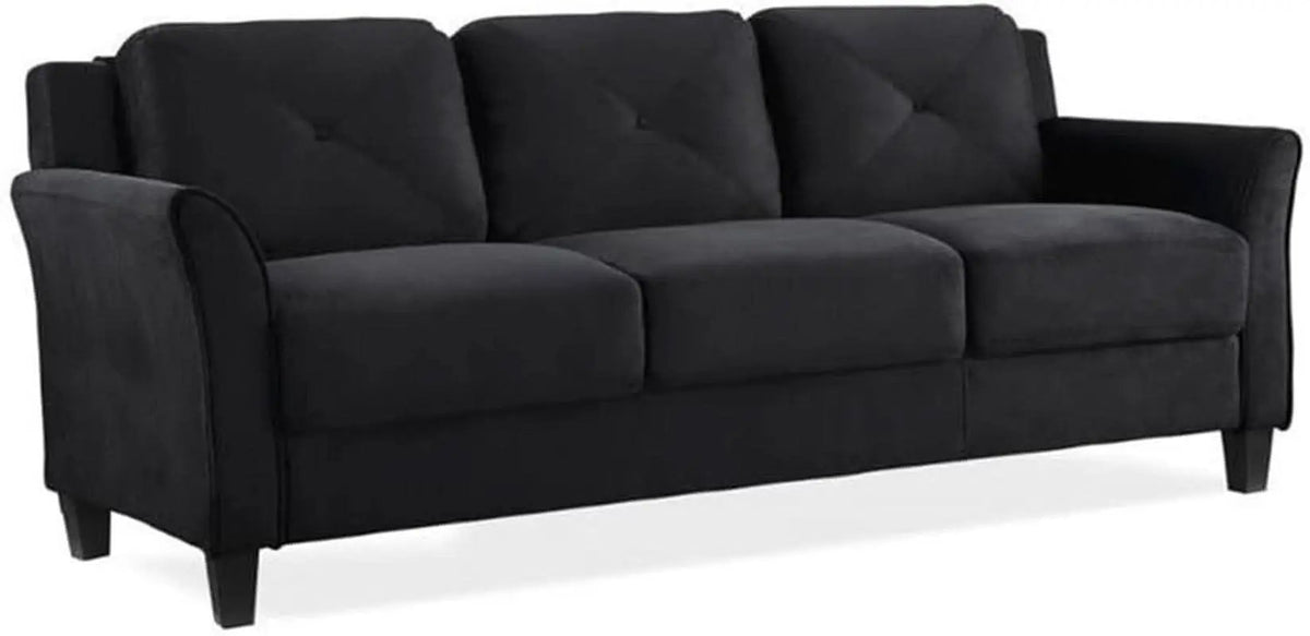 2 Piece Living Room Sofa And Loveseat Set In Black Microfiber Upholstery With 67.3 Inch Total Seat Width from PriceLows™