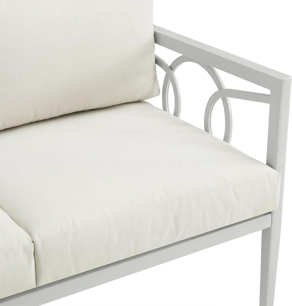 2 Piece Outdoor Coffee Table And Loveseat Set Gray Frame Creme Cushions from PriceLows™
