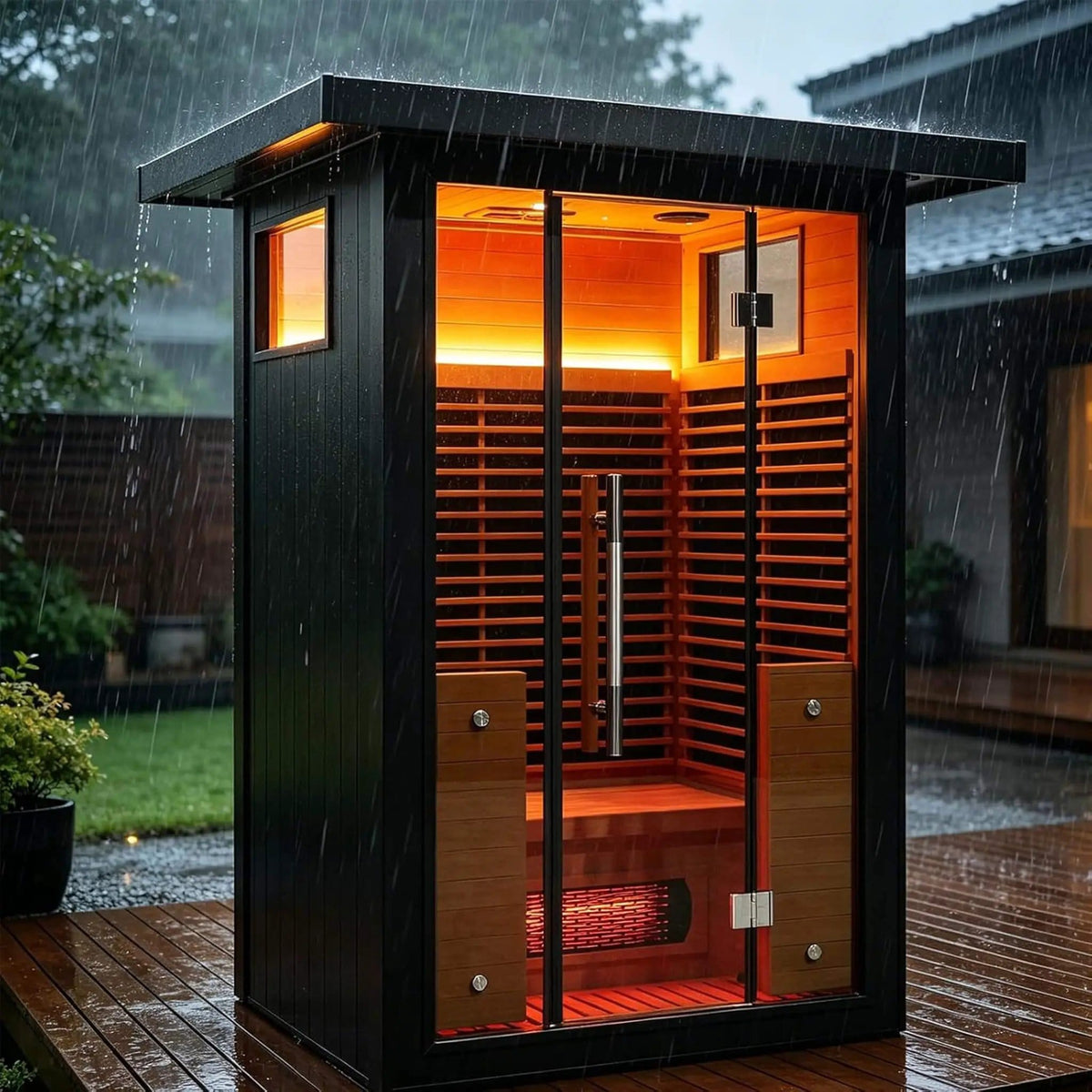 Lugano 2 Person Outdoor Full Spectrum Infrared Sauna With Aluminum Alloy Exterior | 2-Person | Aluminum | Outdoor Living