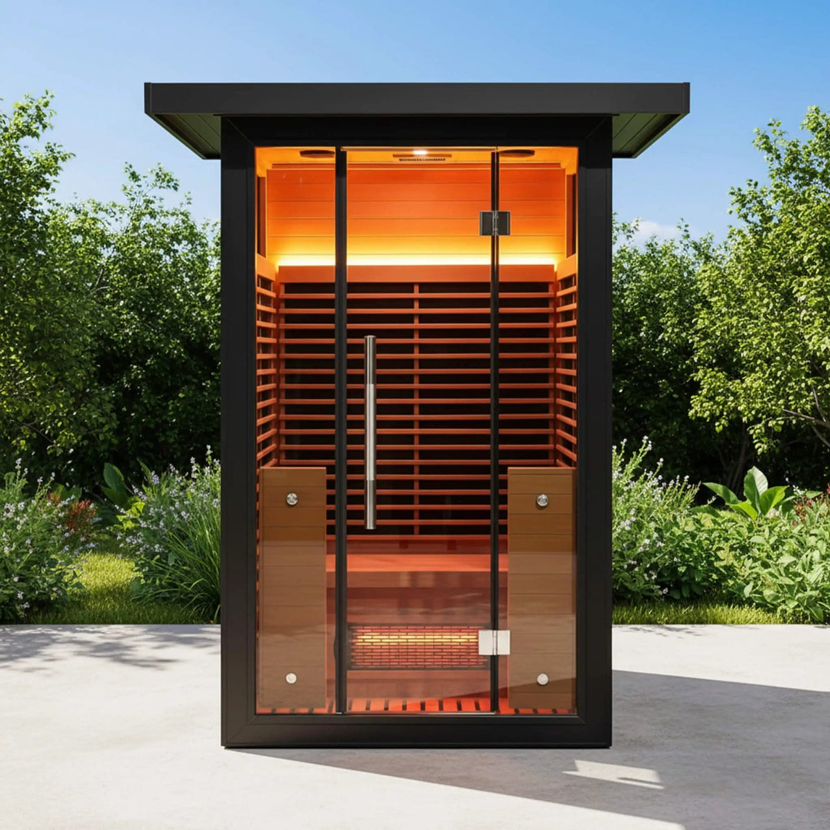Lugano 2 Person Outdoor Full Spectrum Infrared Sauna With Aluminum Alloy Exterior | 2-Person | Aluminum | Outdoor Living