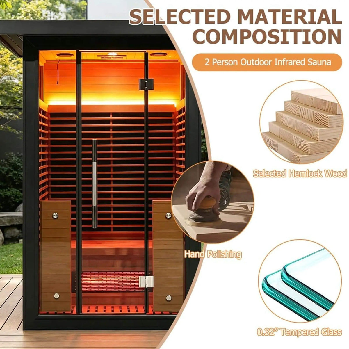 Lugano 2 Person Outdoor Full Spectrum Infrared Sauna With Aluminum Alloy Exterior | 2-Person | Aluminum | Outdoor Living