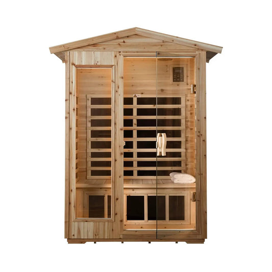 Vexa Luxury 2 Person Outdoor Low EMF Hemlock Infrared Sauna With Bluetooth And | 2-Person | Wood | Outdoor Living