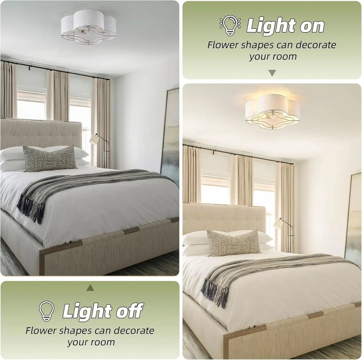 20 Inch Boho White Ceiling Fan With Light Remote Flush Mount from PriceLows™