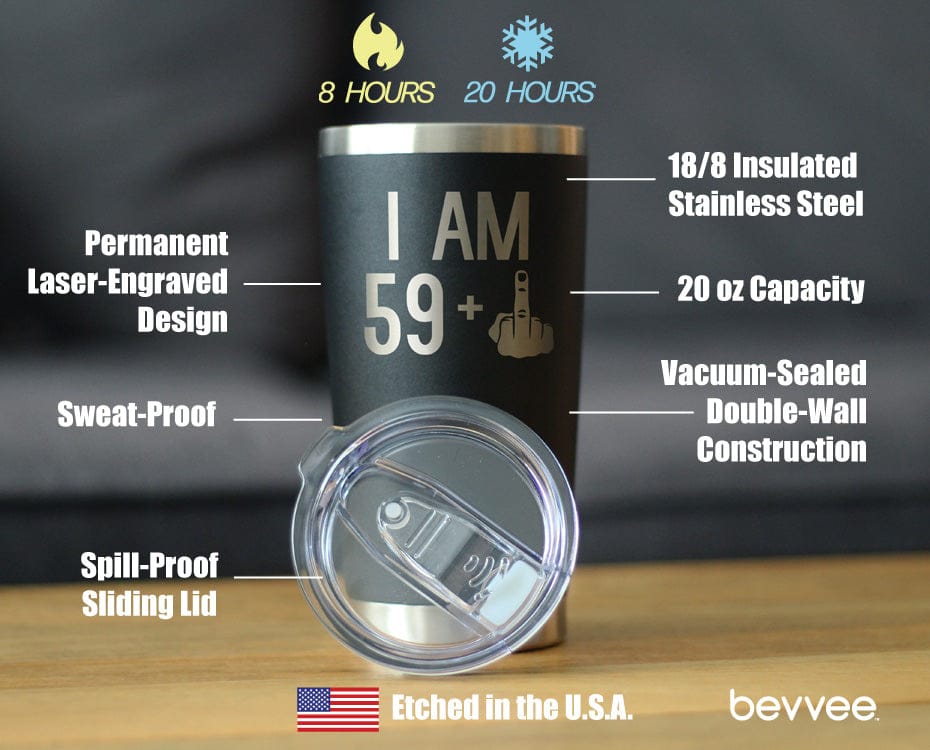 Insulated Coffee Tumbler | 20 oz Stainless Steel | Sliding Lid | 59 + 1 Middle Finger