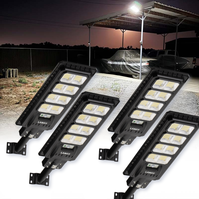 Solar Parking Lot Lights | 25000 Lumens | IP65 Waterproof | 4 Pack