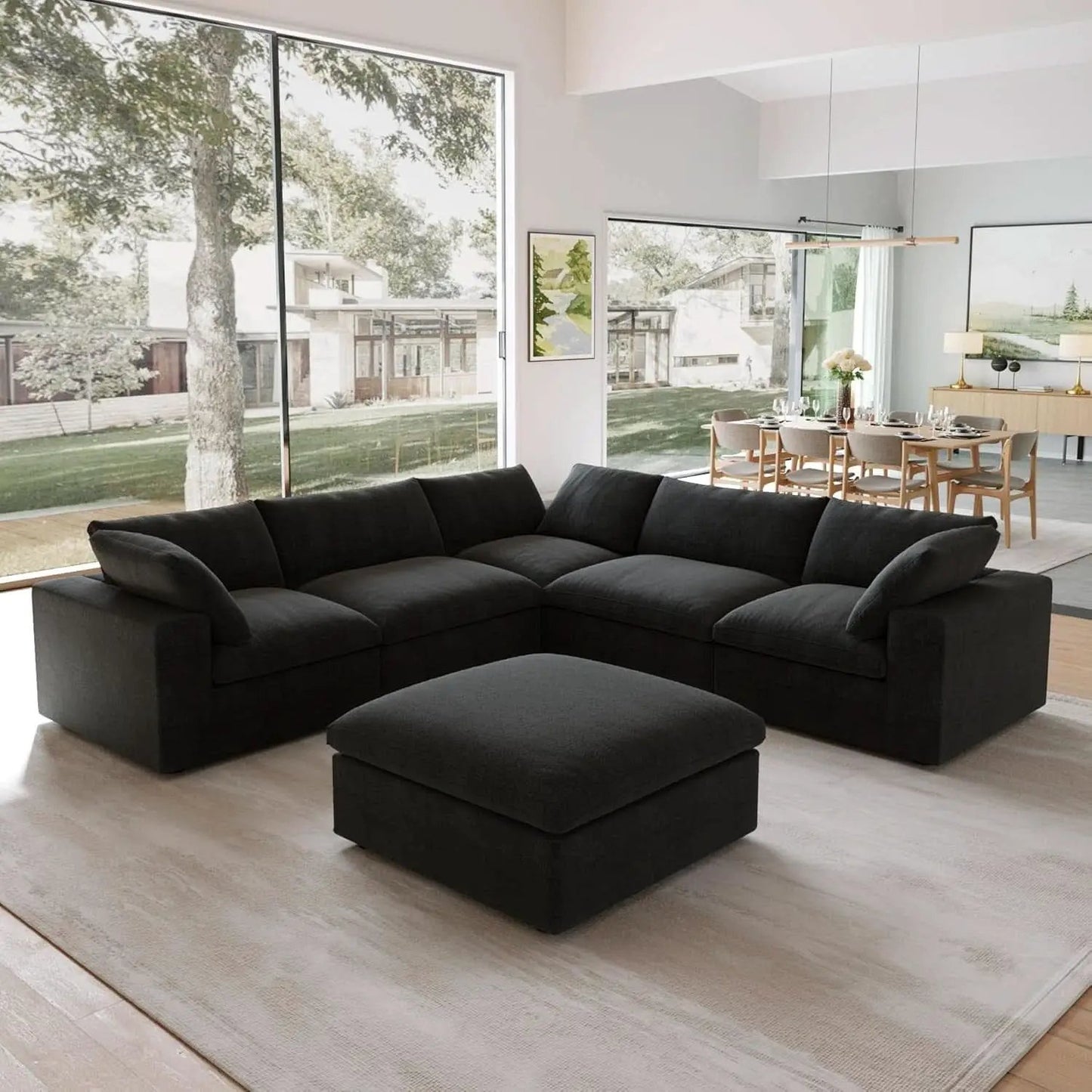 Black Storage Ottoman With Removable Cushion Covers from PriceLows™