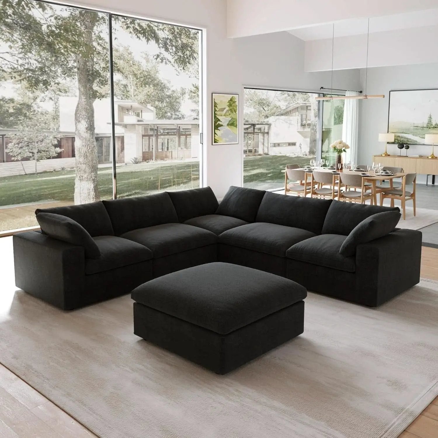 Black Storage Ottoman With Removable Cushion Covers from PriceLows™
