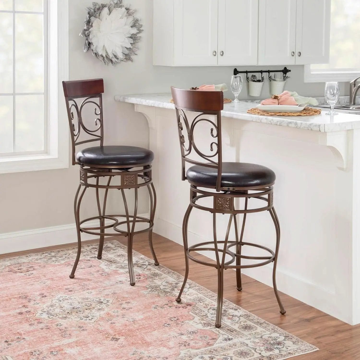 Big And Tall Bar Stool Dark Bronze Bar Height Swivel from PriceLows™