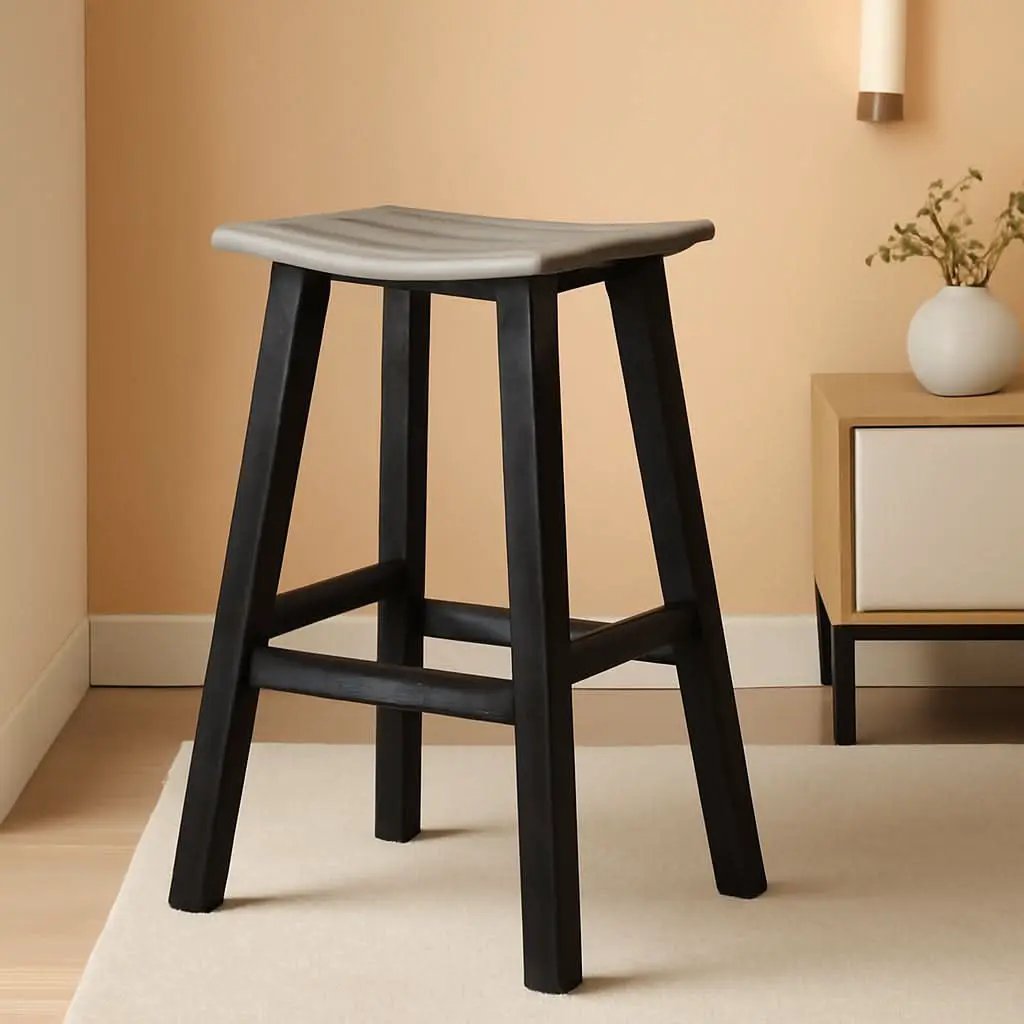 Contempo Bar Height Saddle Seat Bar Stool Black Frame Sand Seat Weatherproof Polywood Construction from PriceLows™
