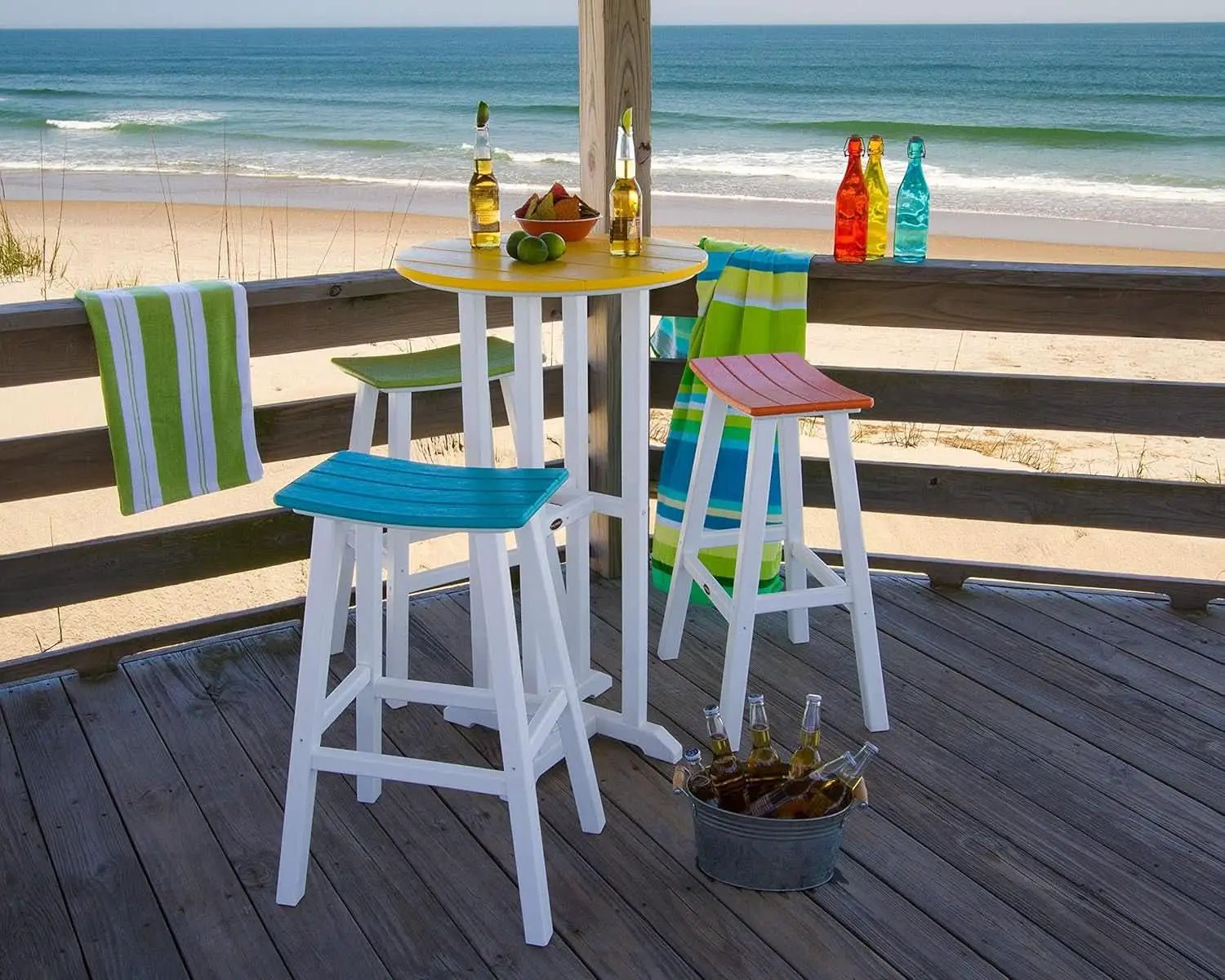 Contempo Bar Height Saddle Seat Bar Stool Black Frame Sand Seat Weatherproof Polywood Construction from PriceLows™