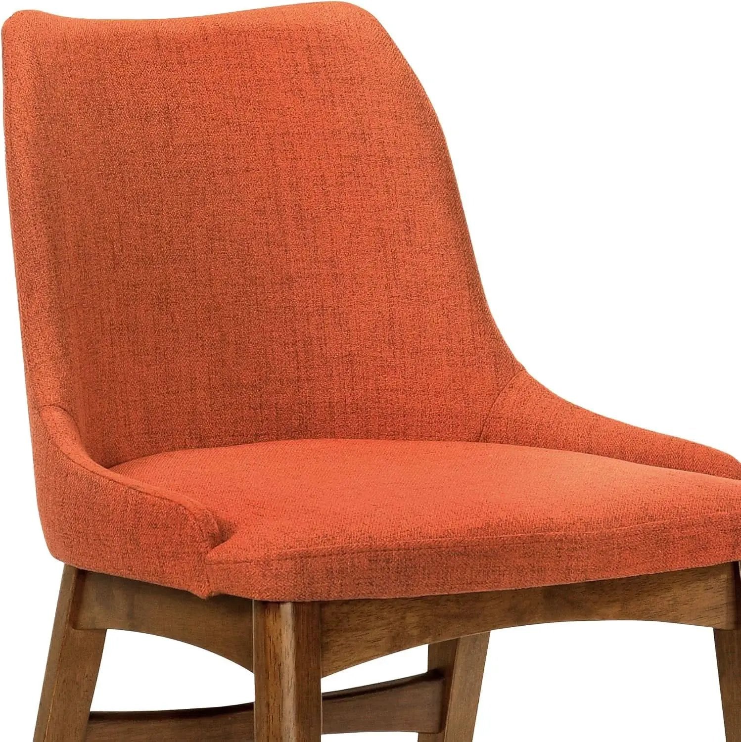 Orange Fabric and Walnut Wood Dining Side Chairs Set of 2 from PriceLows™
