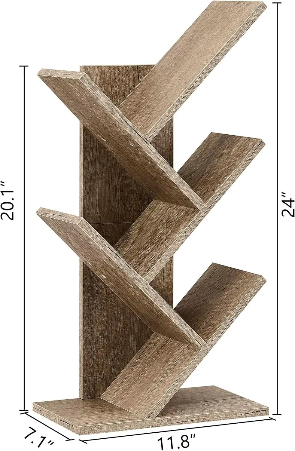 Greige 4 Tier Tree Bookshelf Modern Storage Bookcase from PriceLows™