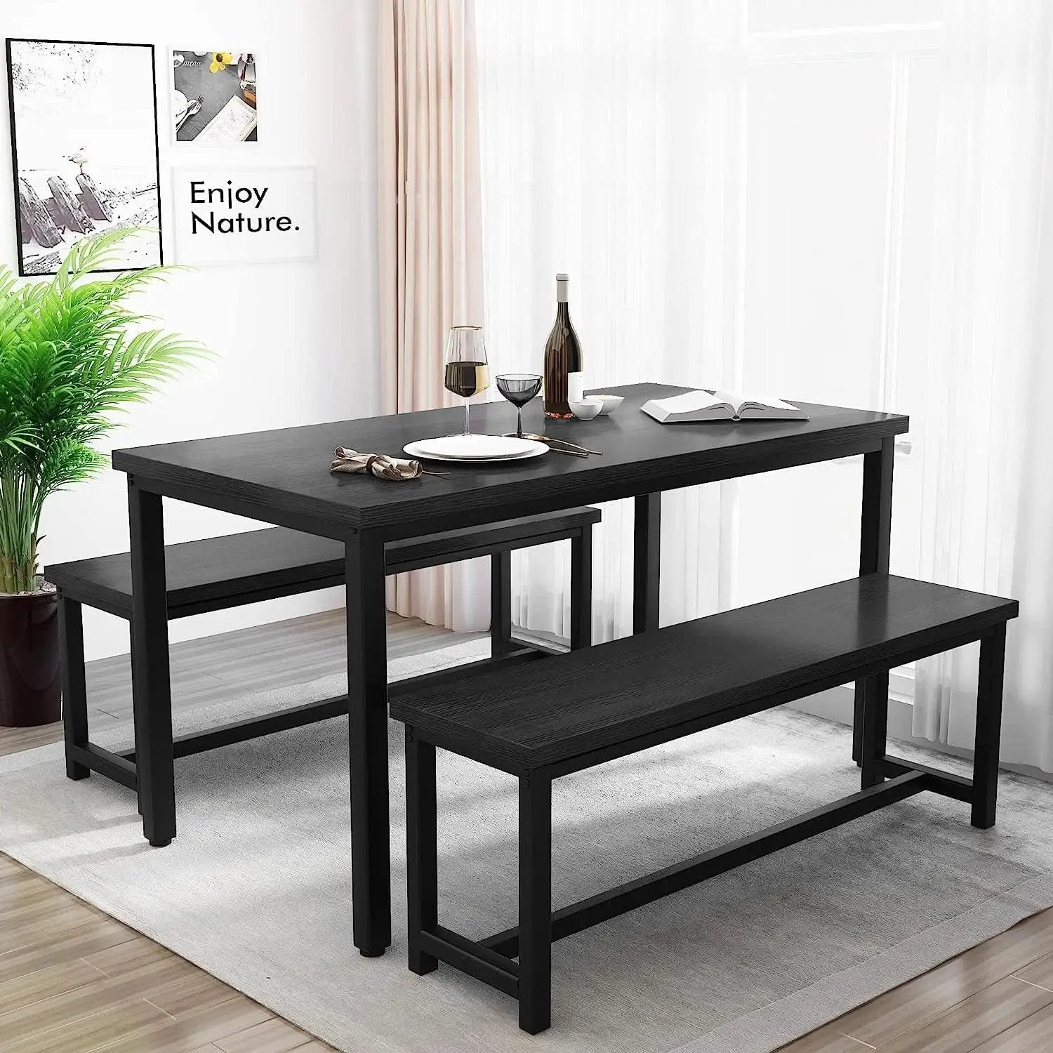 Rectangular Dining Table And Chairs Set Four Modern Wood from PriceLows™