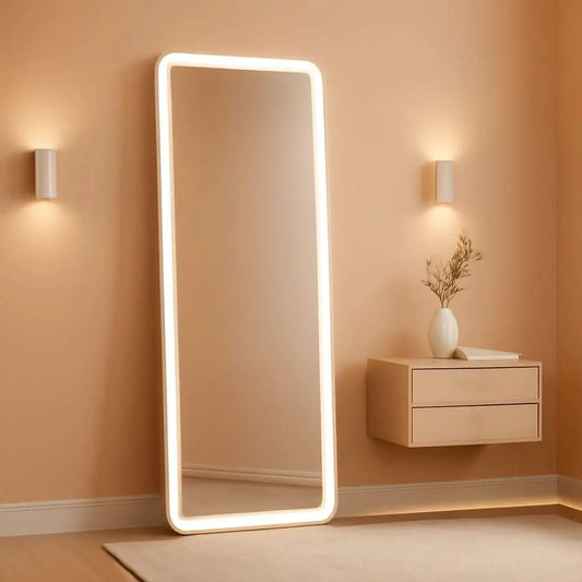 26x68 Inch Full Length Mirror With Lights LED Dimmable 3 Color Floor Standing Or Wall Hanging from PriceLows™