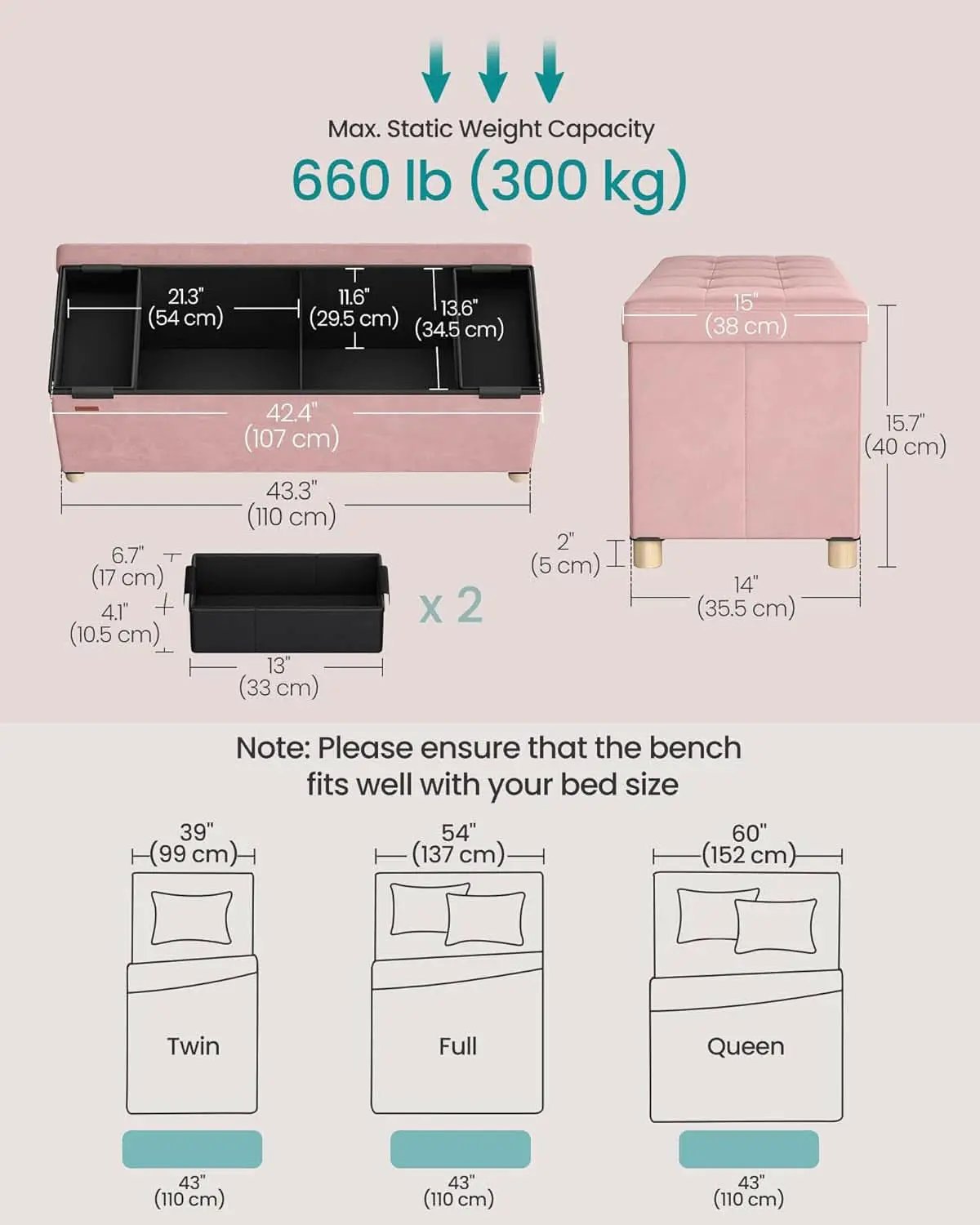 Jelly Pink Velvet Extra Large Storage Ottoman Chest from PriceLows™