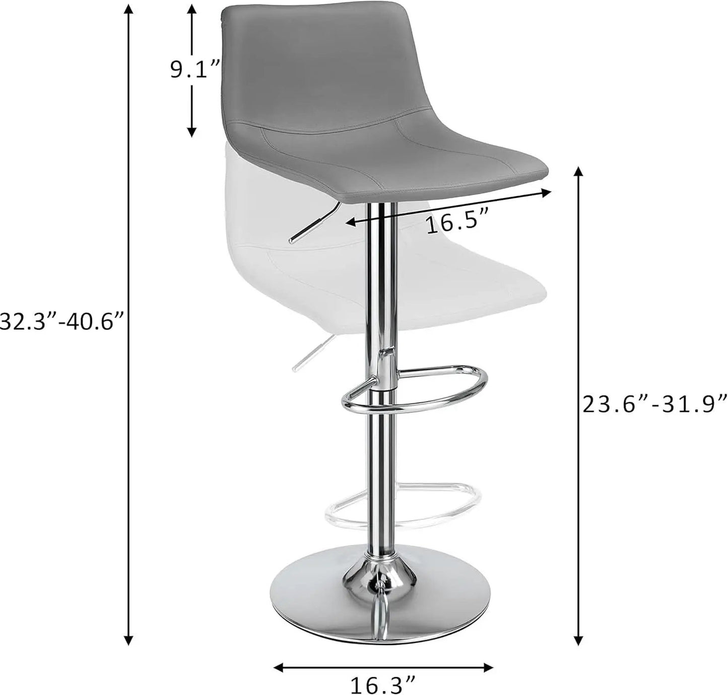 Modern Grey PU Leather Swivel Bar Stools Set from PriceLows™
