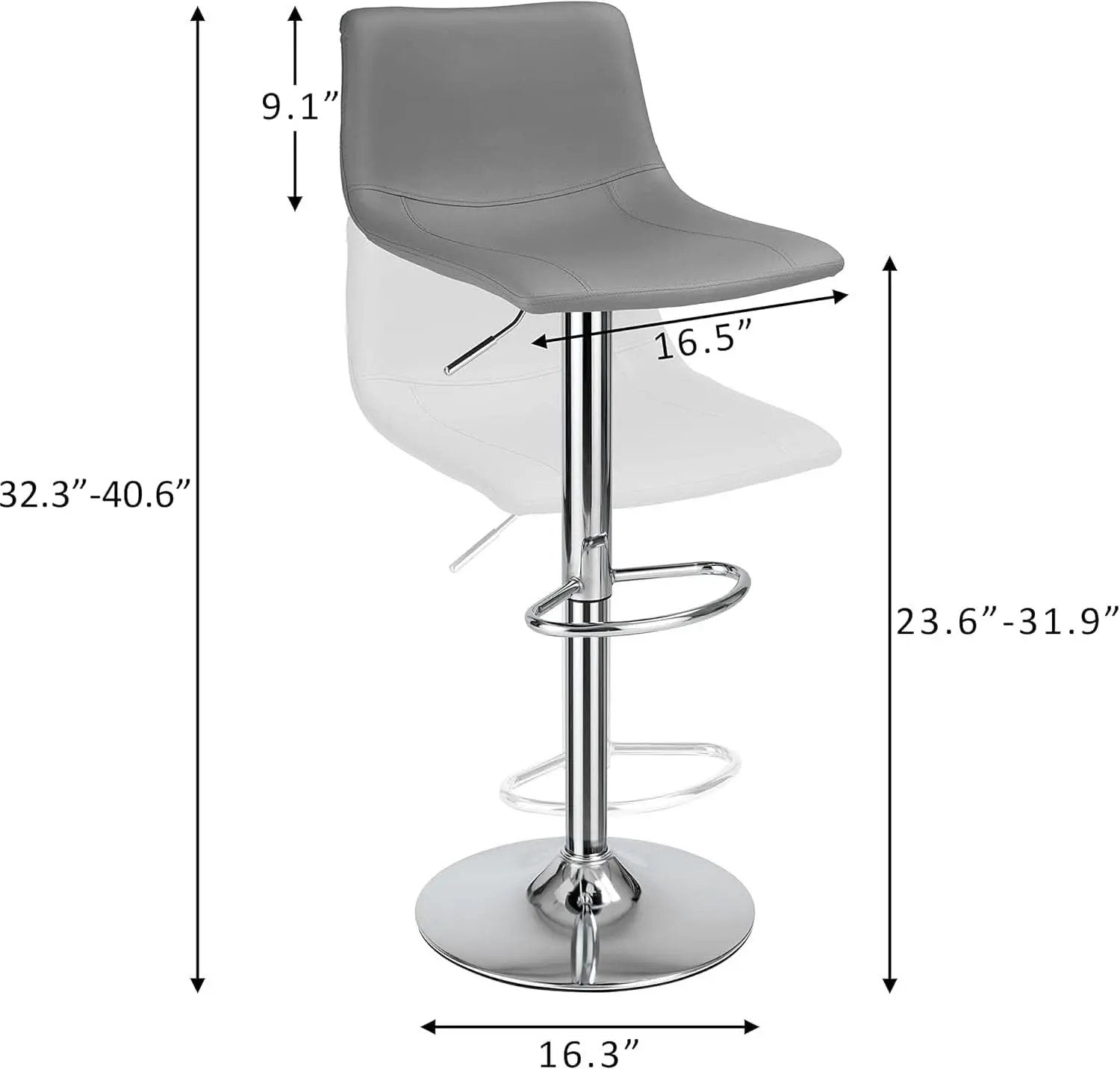 Modern Grey PU Leather Swivel Bar Stools Set from PriceLows™