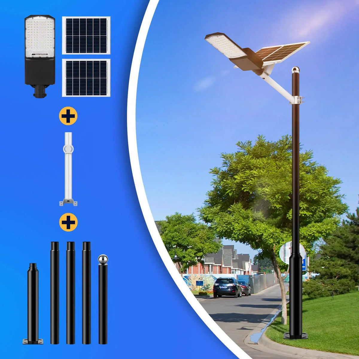Solar Street Light | 30000 Lumens | 40000mAh Battery | Pole Included