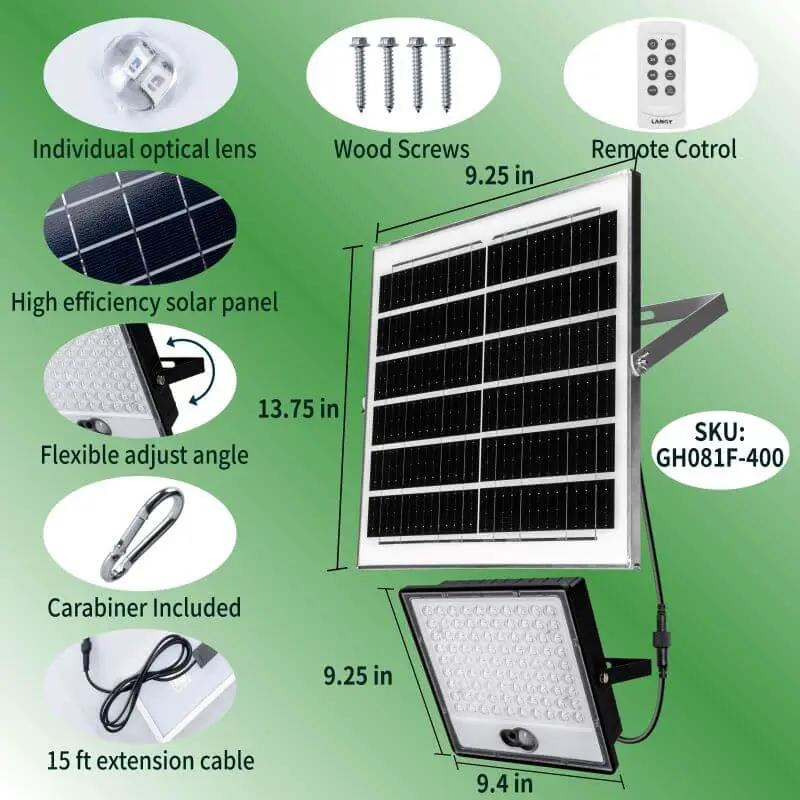 Solar Hunting Floodlight | Green Motion Sensor | IP65 Rated | 15 Ft Cable
