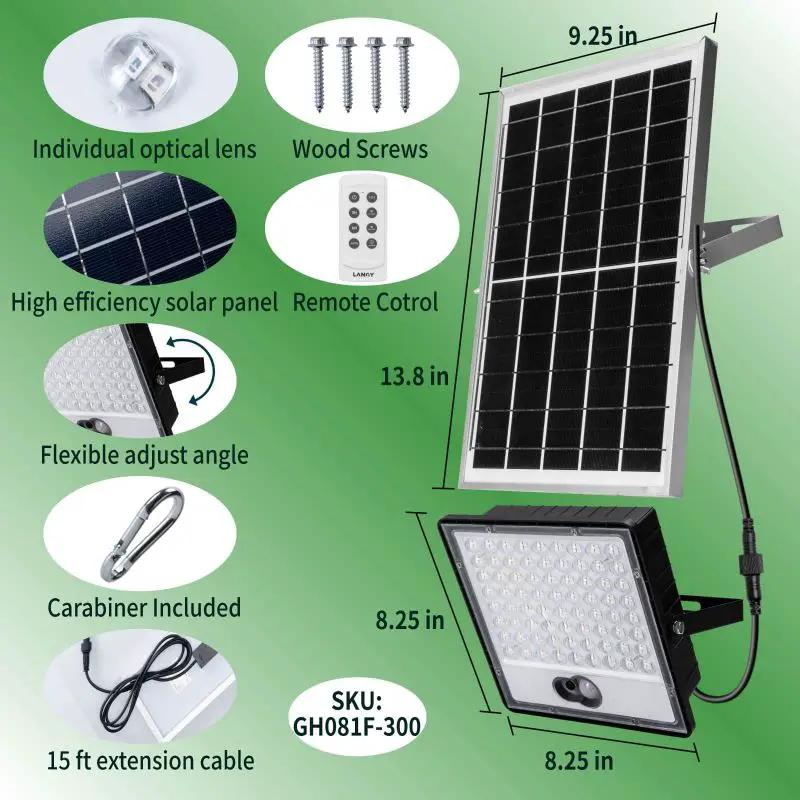 Solar Hunting Floodlight | Green Motion Sensor | IP65 Rated | 15 Ft Cable