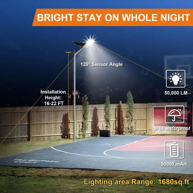 Solar Street Light With Pole | 50000 Lumen | IP65 Waterproof | 20Ft