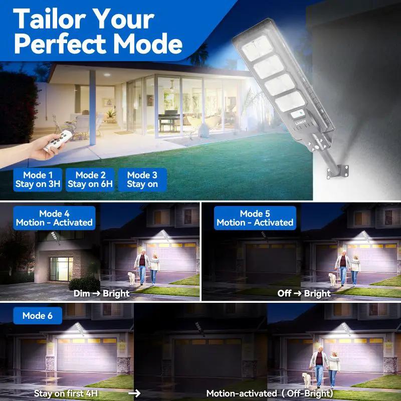 LED Solar Street Lights | 200W | 25000 Lumens | 4 Pack