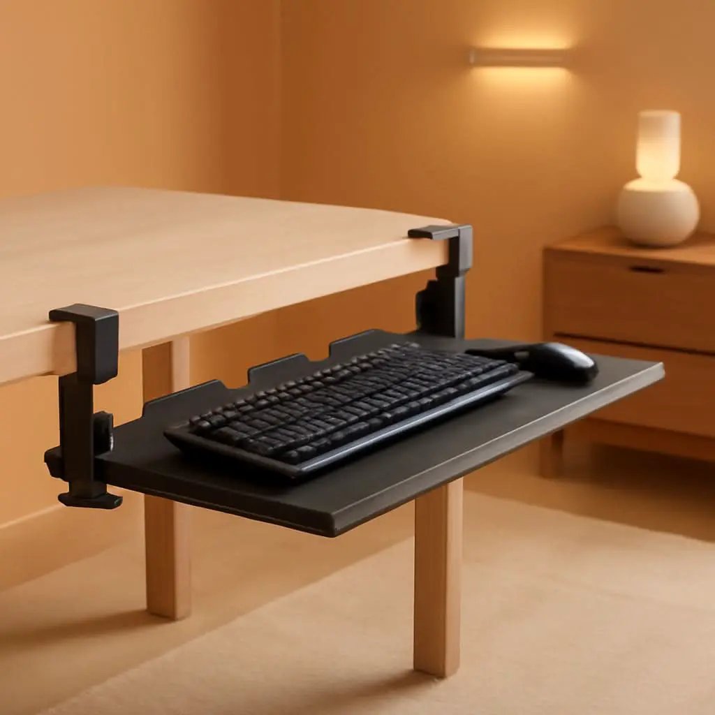 Under Desk Keyboard Tray 27x11 Inch C Clamp Mount Black from PriceLows™