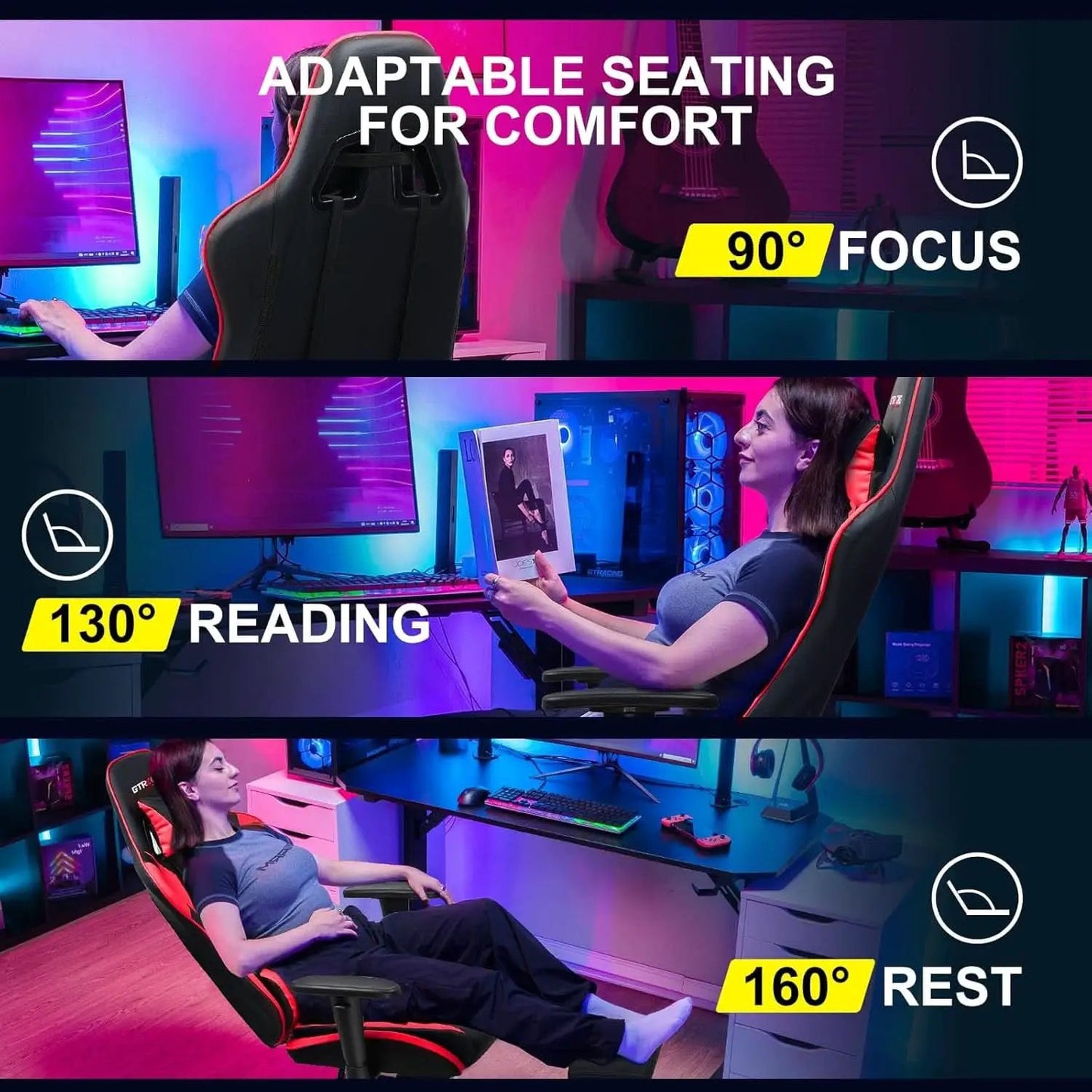 Brick Red Ergonomic Gaming Chair With Footrest And Reclining from PriceLows™