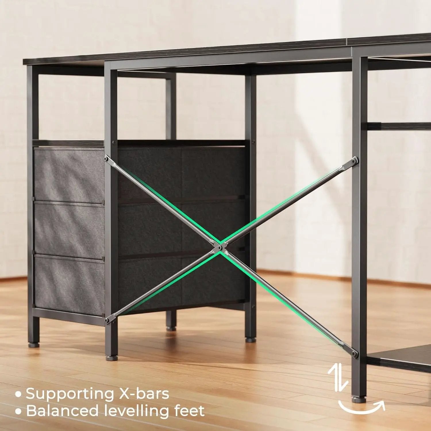 L Shaped Desk 47 Inch With Power Outlets And Ample Storage from PriceLows™
