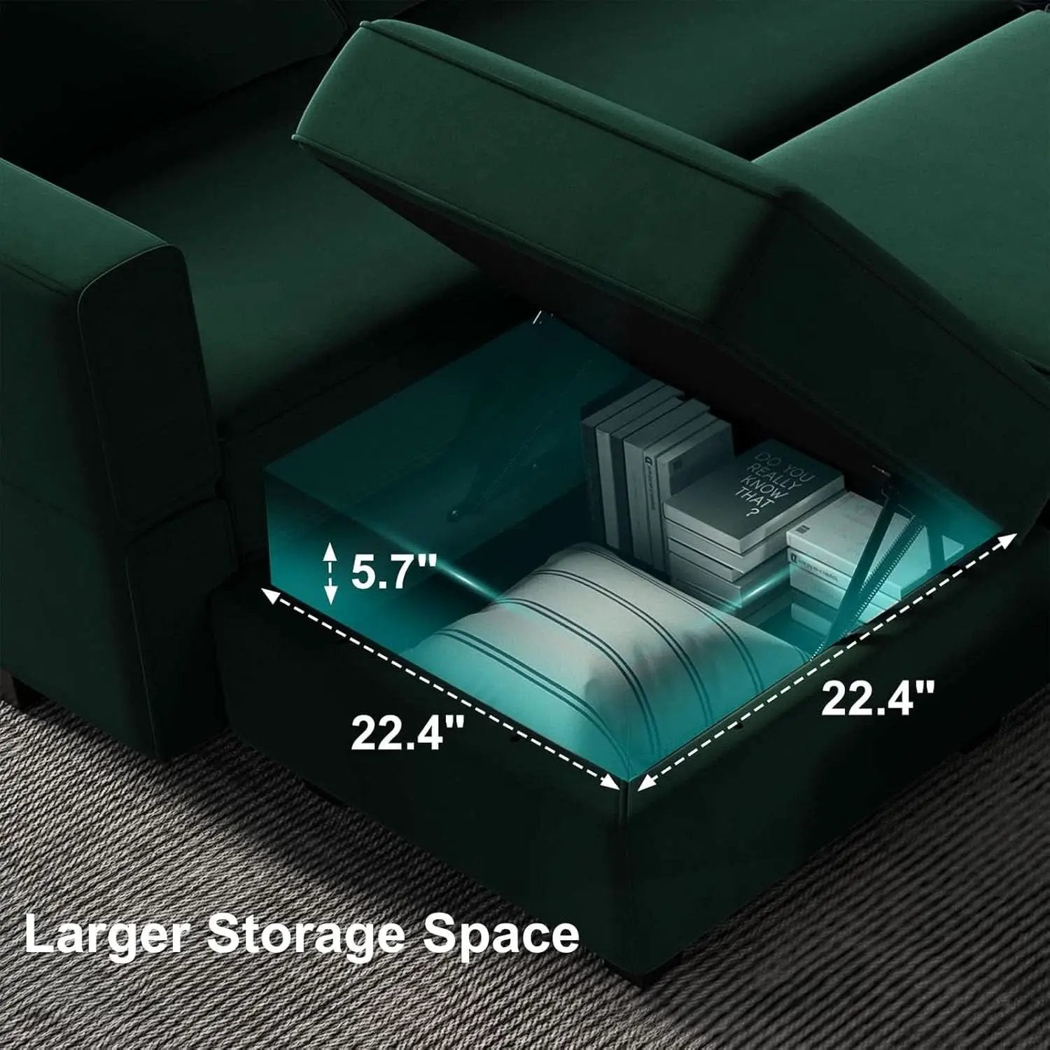 Luxurious Emerald Green Velvet Modular Sleeper Sofa from PriceLows™