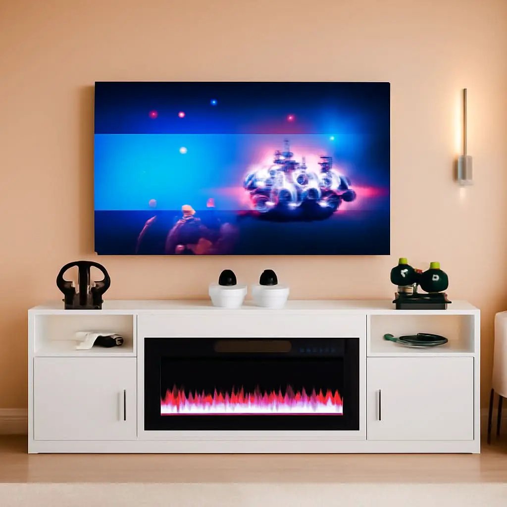 80 Inch Electric Fireplace TV Stand With LED Lights from PriceLows™