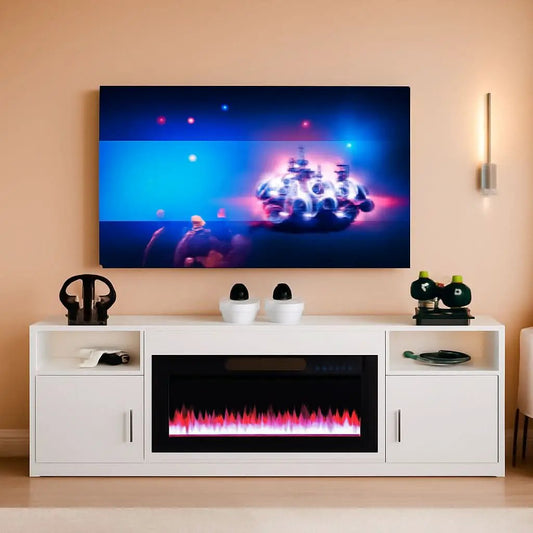 80 Inch Electric Fireplace TV Stand With LED Lights from PriceLows™