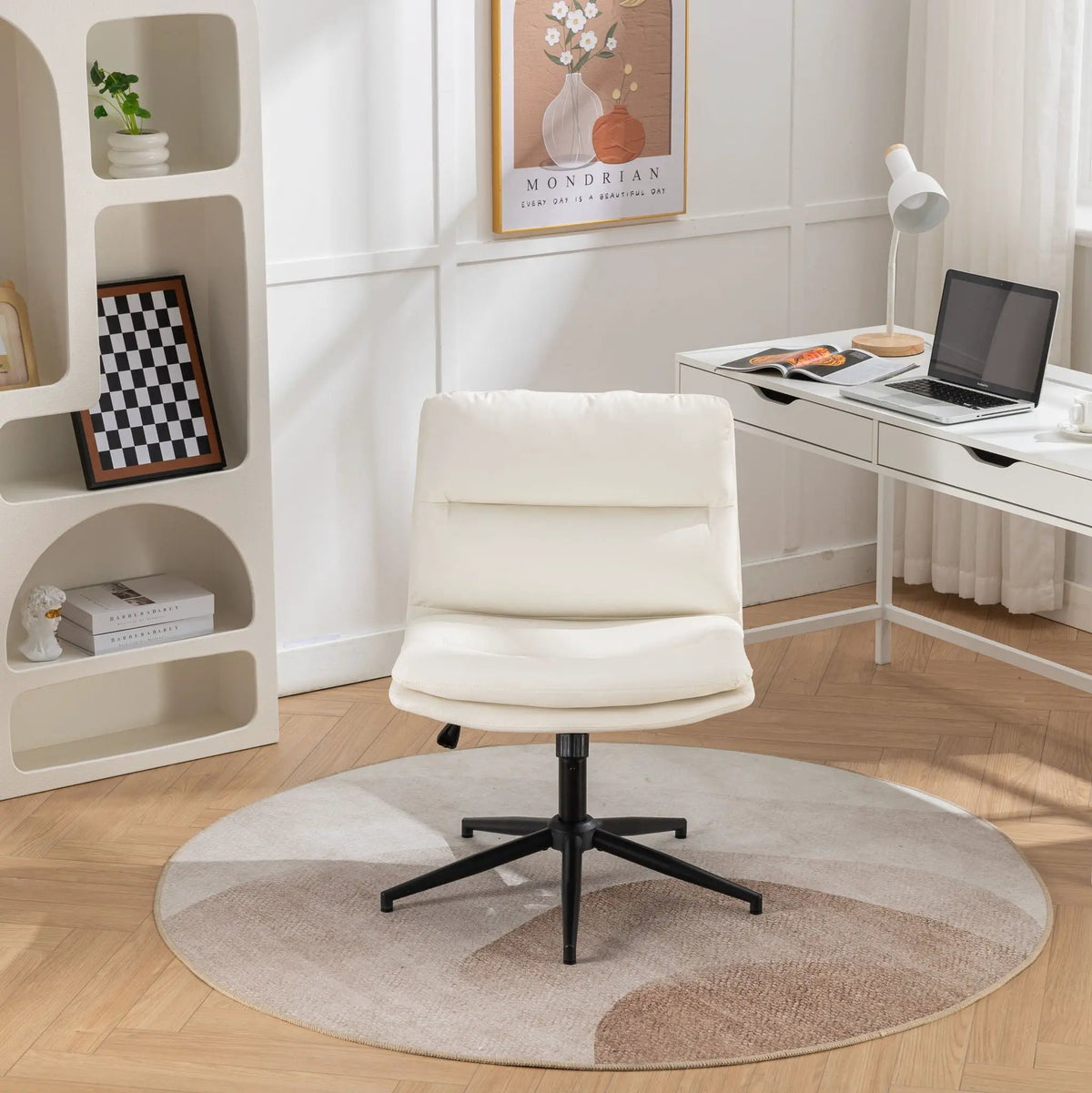 Dining Swivel Chair | Height Adjustable | Criss Cross Frame | White