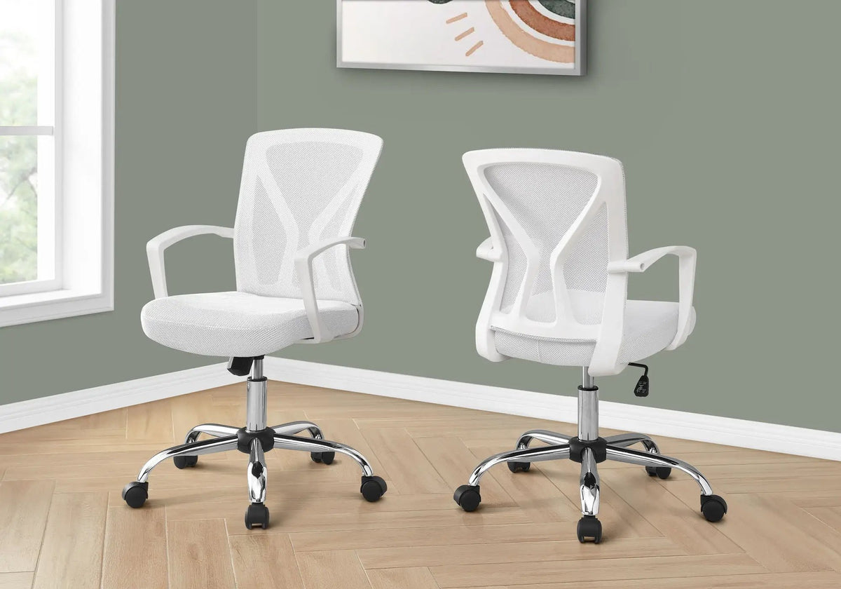 Mid-Back Office Chair | Adjustable Height Swivel | Curved Backrest | Breathable Fabric