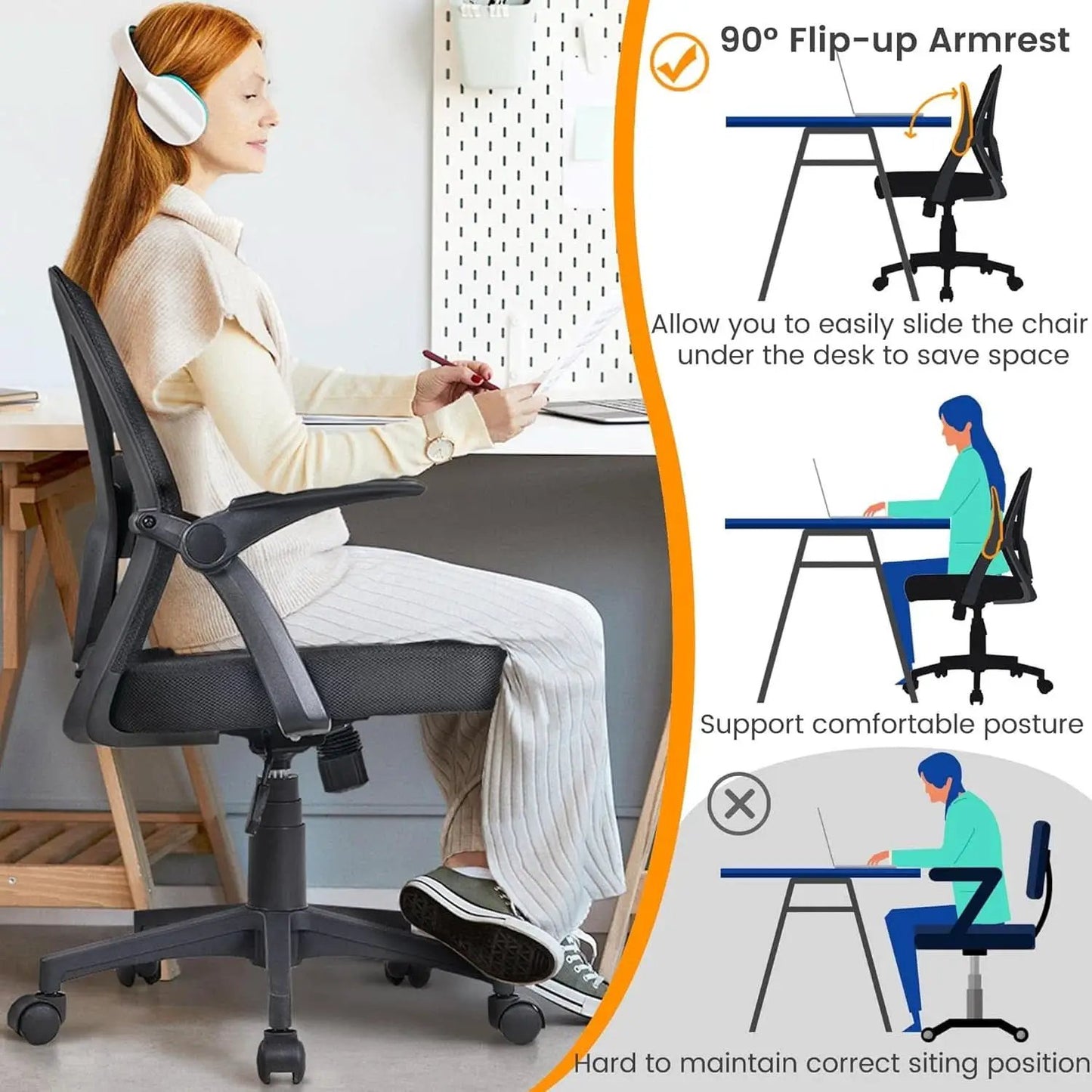 Black Ergonomic Mesh Office Chair With Adjustable Height from PriceLows™
