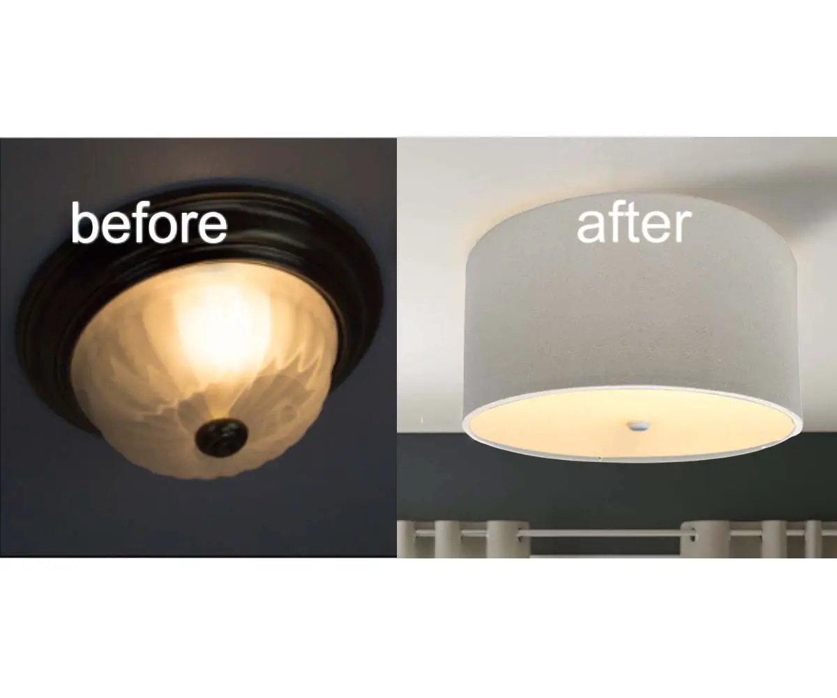 Flush Mount Conversion Kit | Oatmeal Linen Drum | 16 Inch Width