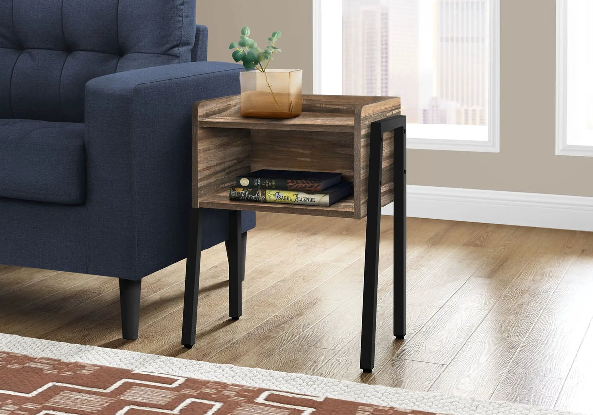 2-Tier Accent Side Table | Rectangular Top | Storage Cubby | Contemporary Design