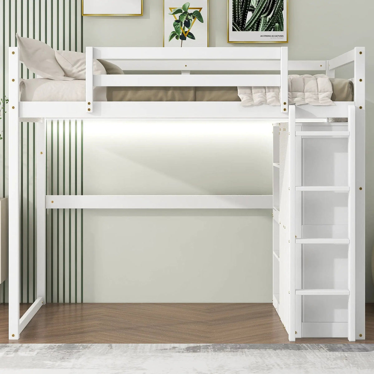 Loft Bed | Built In Wardrobe | Storage Shelves | Led Lighting