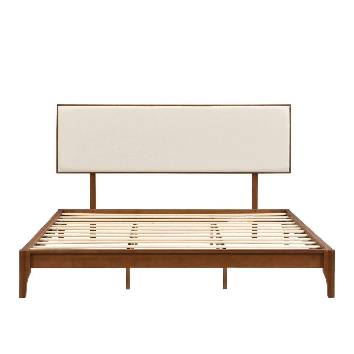 King Size Solid Dry Bamboo Wood 12" Platform Bed With Adjustable Bamboo Headboard - | 83.9 x 79.8 x 48.2 in | Bamboo & Wood | Brown